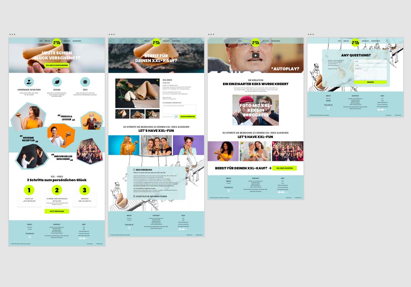 UX Design der Website vom XXL Keks in Adobe XD