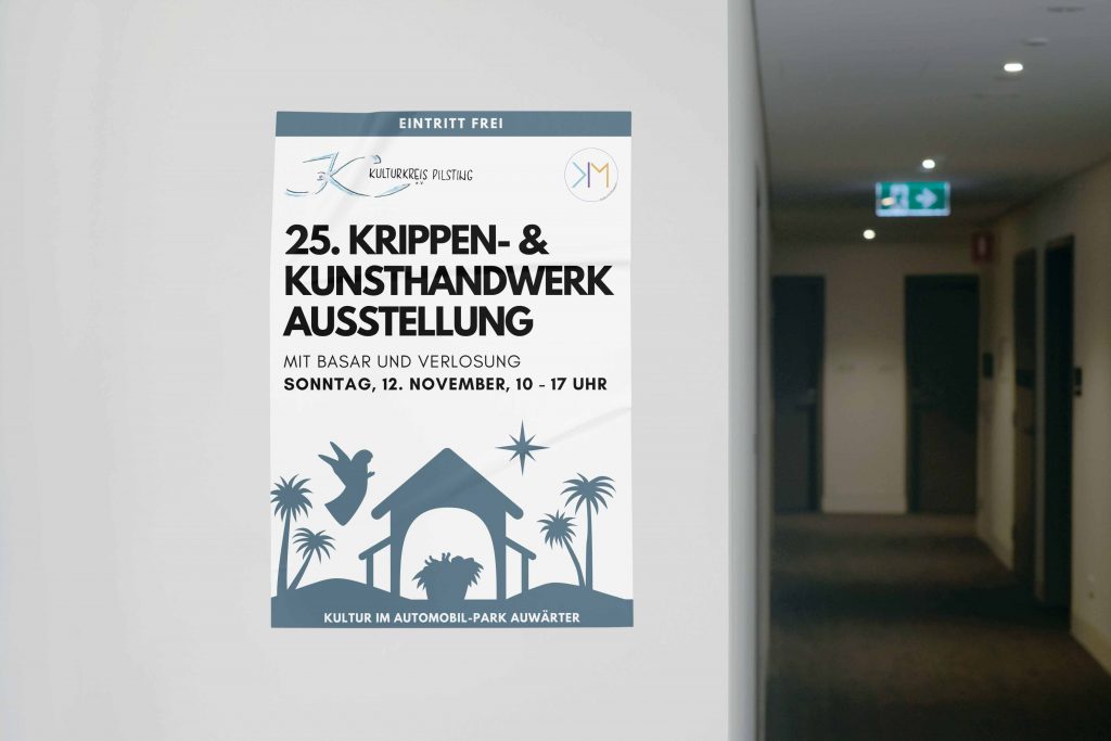 Plakat für die 25. Krippen- und Kunsthandwerkerausstellung in Pilsting des Kulturkreis Pilsting e.V.