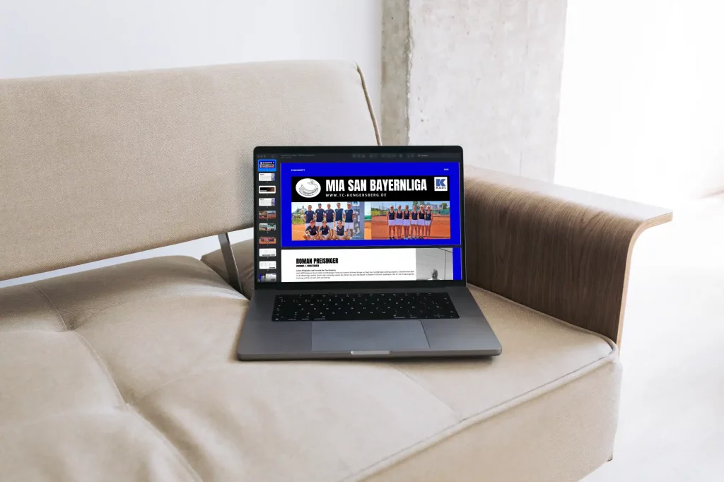 Stationheft des TC Hengersberg in einem Laptop geöffnet