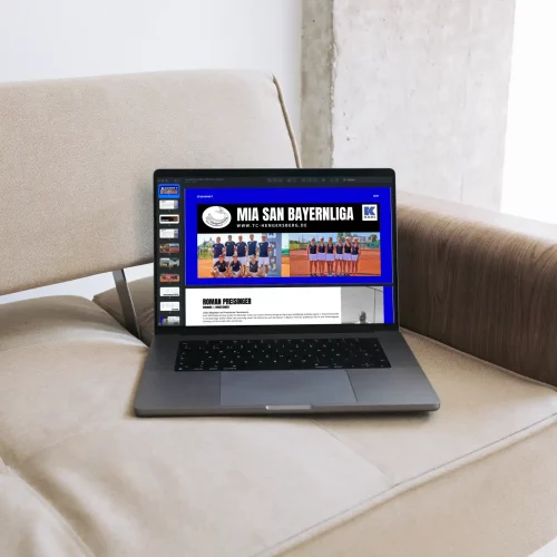 Stationheft des TC Hengersberg in einem Laptop geöffnet