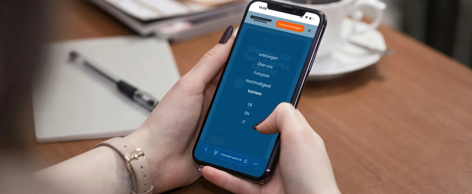 Website von Transporte Reicheneder auf iPhone