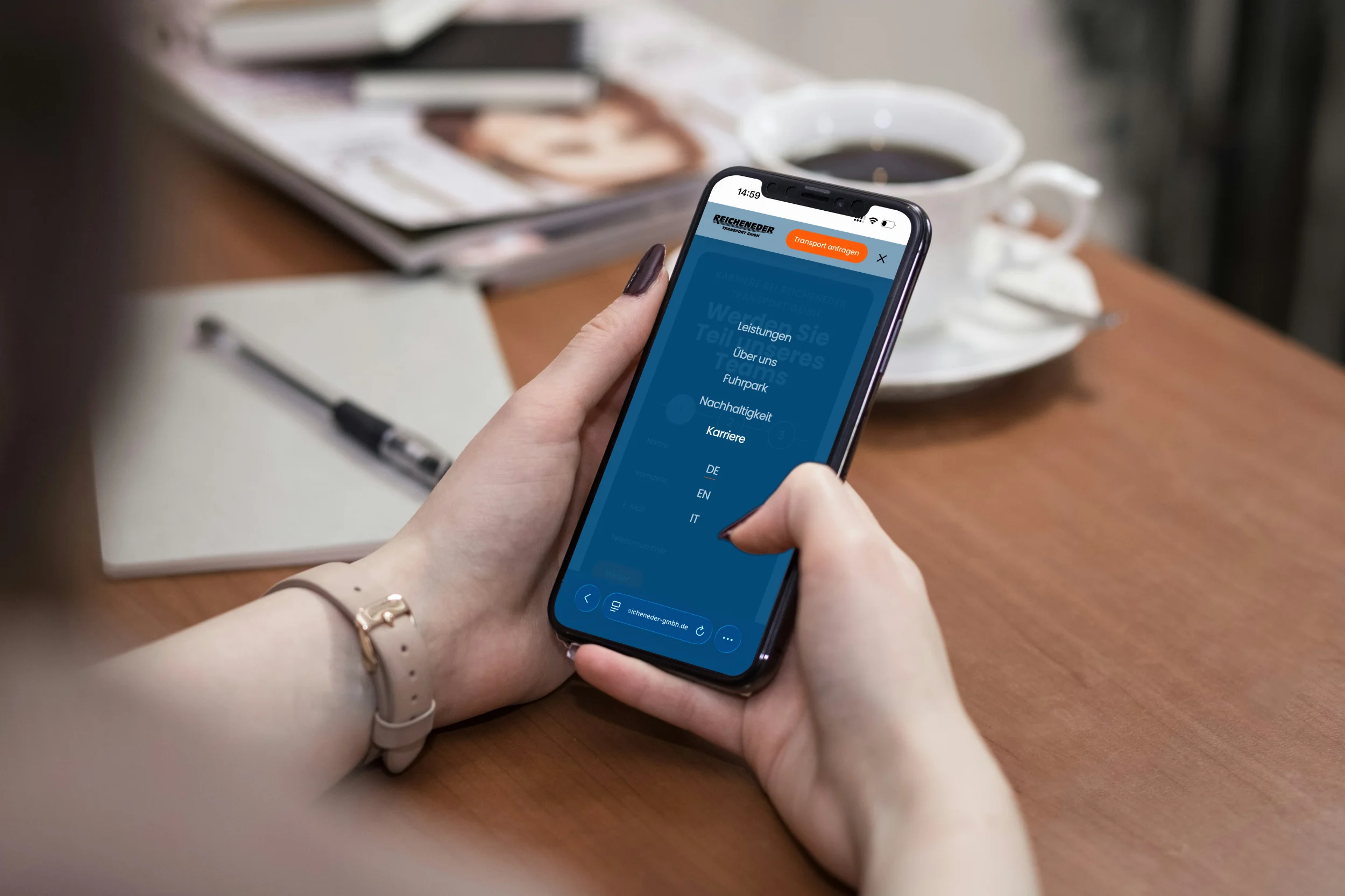 Website von Transporte Reicheneder auf iPhone